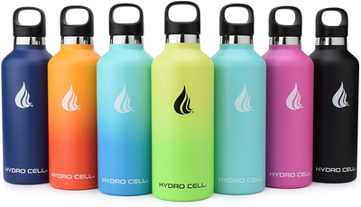 Hydro Cell Stainless Steel Water Bottle with Straw & Standard Mouth Lids (32oz 24oz 20oz 16oz) - Keeps Liquids Hot or Cold with Double Wall Vacuum Insulated Sweat Proof Sport Design (Fuchsia 32oz)