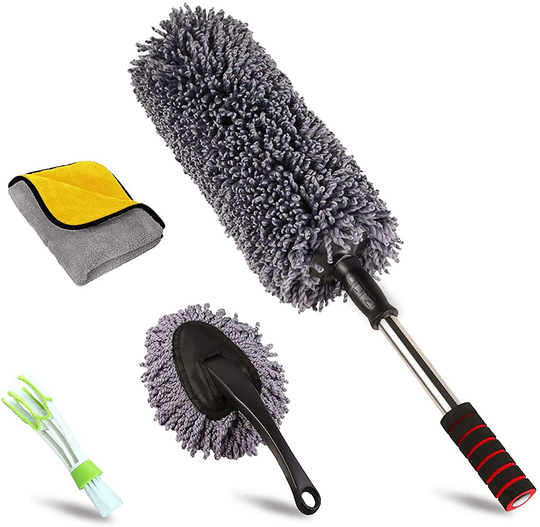 upra Ultimate Car Duster Kit,Best Microfiber Multipurpose Duster,Interior &Exterior Cleaning Tools,Dashboard Detailing Brush,Scratch Lint Free,Pollen Removing,extendable Handle,Tuck,SUV,RV,Set of 4