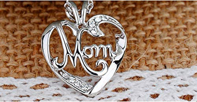 Mom Gifts Heart Necklace from Kids Silver Love Heart Pendant Necklace for Mom Jewelry Gifts Red Rhinestone Necklace Birthday Christmas Gifts for Mom Mother