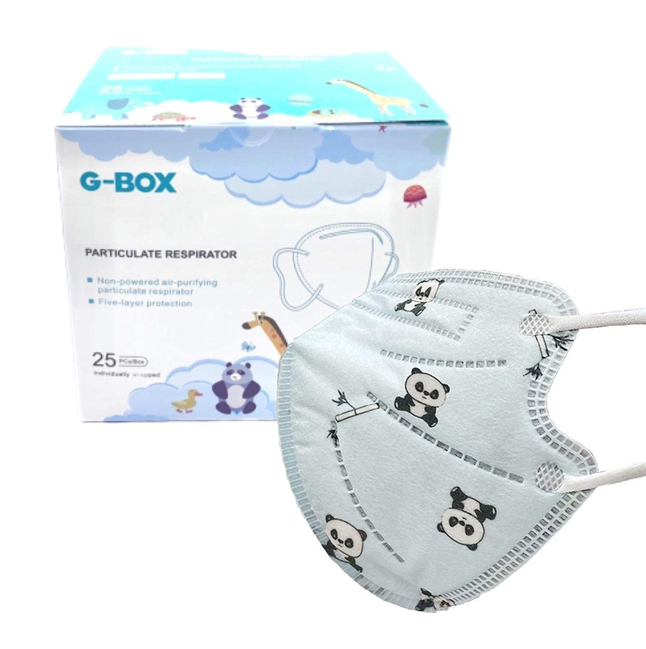 G-Box Children's 5-Layer Disposable Particulate Respirators (25-pcs, Individually Wrapped) (Plain White)