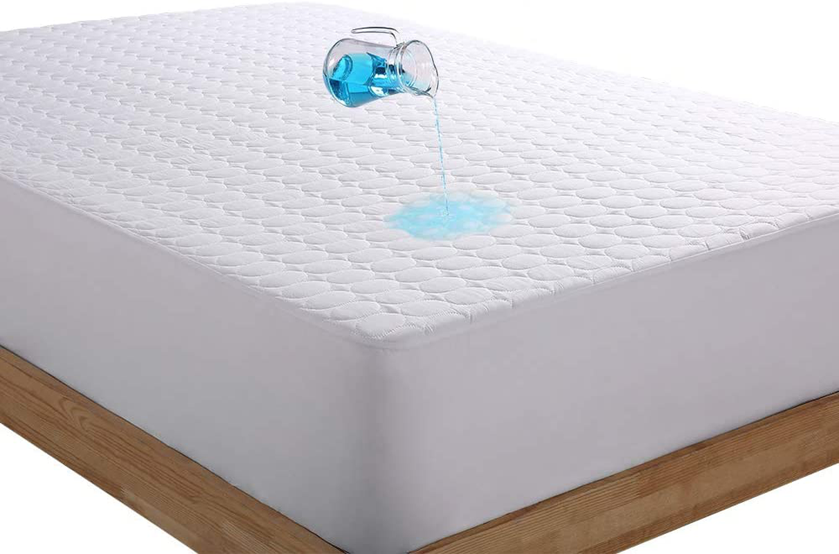 Bedecor Quilted Fitted Mattress Pad Super Water Absorption Deep Pocket to 18 Inches - King