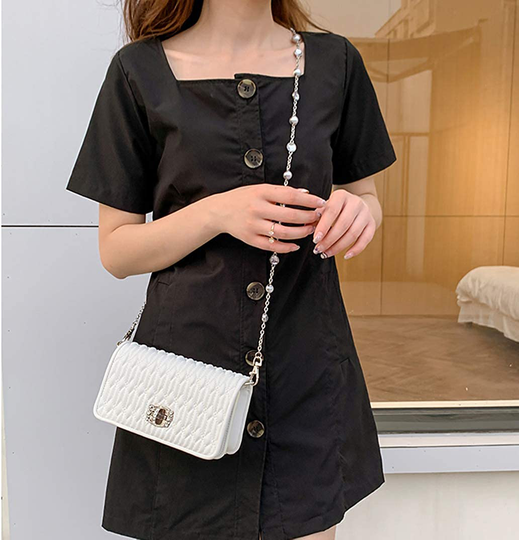 Women's Quilted Purses and Handbags Genuine Leather Quilted Chain Purse Shoulder Bag Small Crossbody Bag Purse