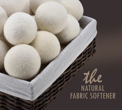 Wool Dryer Balls - Natural Fabric Softener, Reusable, Reduces Clothing Wrinkles and Saves Drying Time. The Large Dryer Ball is a Better Alternative to Plastic Balls and Liquid Softener. (Pack of 6)