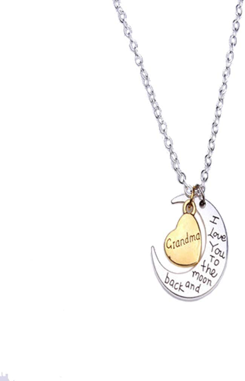 Sunvy Mom Dad Grandpa Grandma Aunt Uncle Son Daughter Sister Brother I Love You to The moom and Back Necklace Jewelry Valentine's Day Birthday Mother's Day Father's Day Gift (Aunt)