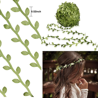 LZXD 132 Ft Artificial Vines Leaf Ribbon,Artificial Eucalyptus Leaf Green Garland Leaves DIY Wreath Foliage Green Decorative Wreath Accessory Wedding Decorations Party Wreaths Wall Crafts Party Décor