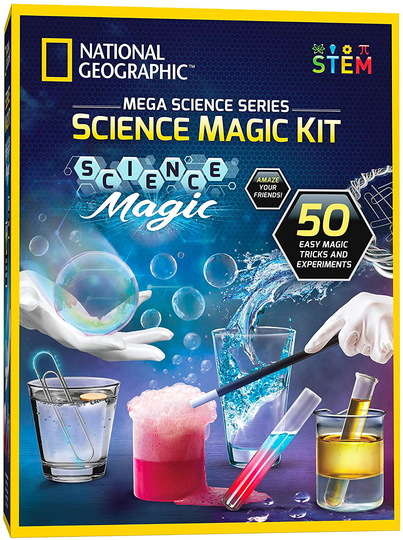 NATIONAL GEOGRAPHIC Science Magic Kit - Perform 20 Unique Experiments as Magic Tricks, Includes Magic Wand and Over 50 Pieces, Great Learning Science Kit for Boys and Girls