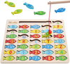 Slotic Magnetic Wooden Fishing Game Toy for Toddlers - Alphabet ABC Fish Catching Counting Learning Education Math Preschool Board Games Toys Gifts for 3 4 5 Years Old Girl Boy Kids