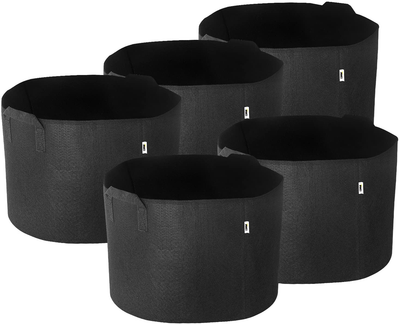 5 Pack Plant Grow Bags Aeration Fabric Pots Heavy Duty Durable Container