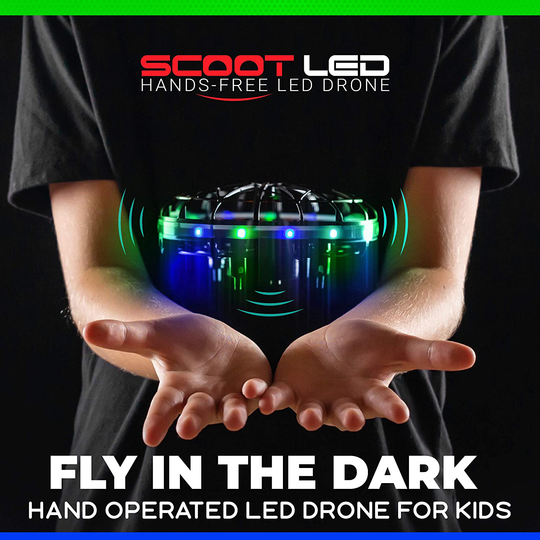 Force1 Scoot LED Hand Operated Drone for Kids or Adults - Hands Free Motion Sensor Mini Drone, Easy Indoor Small UFO Toy Flying Ball Drone Toy for Boys and Girls (Red/Blue)