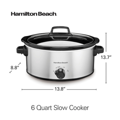 Hamilton Beach Large Capacity Slow Cooker with 3 Temperature Settings and Easy Grip Handles