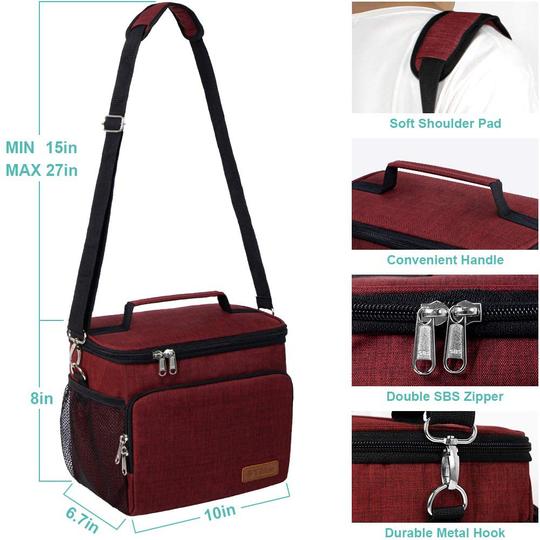 Insulated Lunch Bag for Women/Men - Reusable Lunch Box for Office Work School Picnic Beach - Leakproof Cooler Tote Bag Freezable Lunch Bag with Adjustable Shoulder Strap for Kids/Adult - Rock Grey