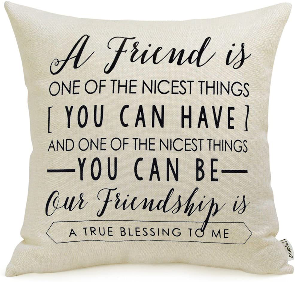 Meekio Friendship Gifts Decorative Throw Pillow Covers 18" x 18" with Friend Quotes