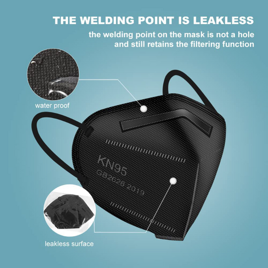 KN95 Face Masks Black, 5-ply Cup Dust Mask, Individually Wrapped