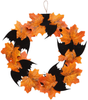 Orgrimmar 10” Halloween Maple Wreath Garland Artificial Maple Leaf Bats Vines Door Hanging for Halloween Party Thanksgiving Harvest’s Day Decoration