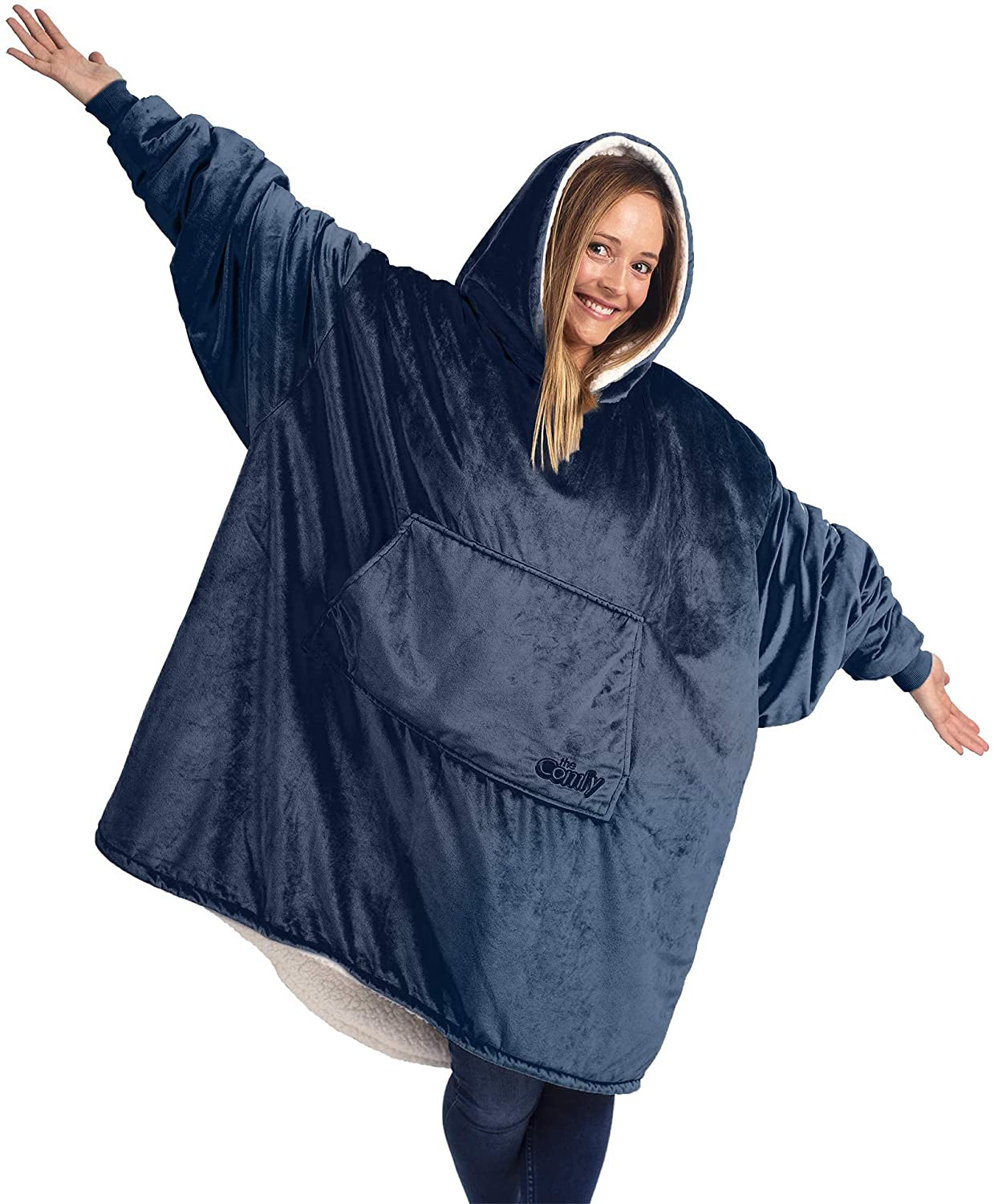 THE COMFY Original| Oversized Microfiber & Sherpa Wearable Blanket, Seen On Shark Tank, One Size Fits All
