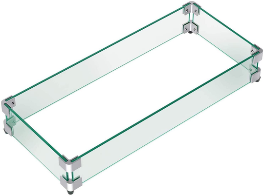 GASPRO 29 x 13 Inch Fire Pit Wind Guard for Outland Living Series 401/403 Fire Table, Bali Outdoors 42 Inch Gas Fire Pit and 26 x 10 inch Fire Pit Pan, Clear Tempered Glass 5/16 Inch Thick