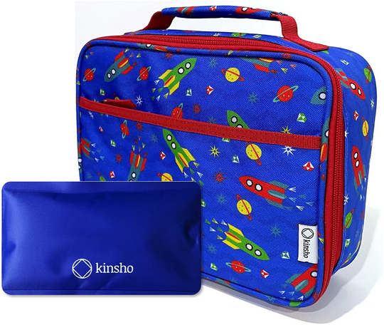 Lunch Bag for Girls with Water Bottle and Ice Pack, Cute Lunch-Box for Toddler Daycare Pre-School, Kids Container for Lunches Snacks Removable Tray, Aqua Pink Cat Mermaid