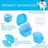 Denture Case, Denture Cup with Strainer, Denture Bath Box False Teeth Storage Box with Basket Net Container Holder for Travel, Retainer Cleaning (Light Blue)