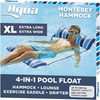 Aqua LEISURE 4-in-1 Monterey Hammock XL (Longer/Wider) Inflatable Pool Chair, Adult Pool Float (Saddle, Lounge Chair, Hammock, Drifter), Water Hammock, Navy/White Stripe (AZL18905BL)