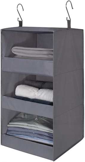 GRANNY SAYS 3-Shelf Hanging Closet Organizer, Collapsible Closet Hanging Shelves, Nursery Hanging Organizer, Navy, 28.9" H X 12.2" W X 12.2" D, 1-Pack