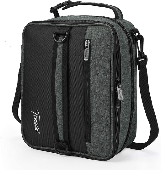Expandable Insulated Lunch Bag, Leakproof Flat Lunch Cooler Tote with Shoulder Strap for Men and Women, Suitable for Work & Office by Tirrinia, Charcoal