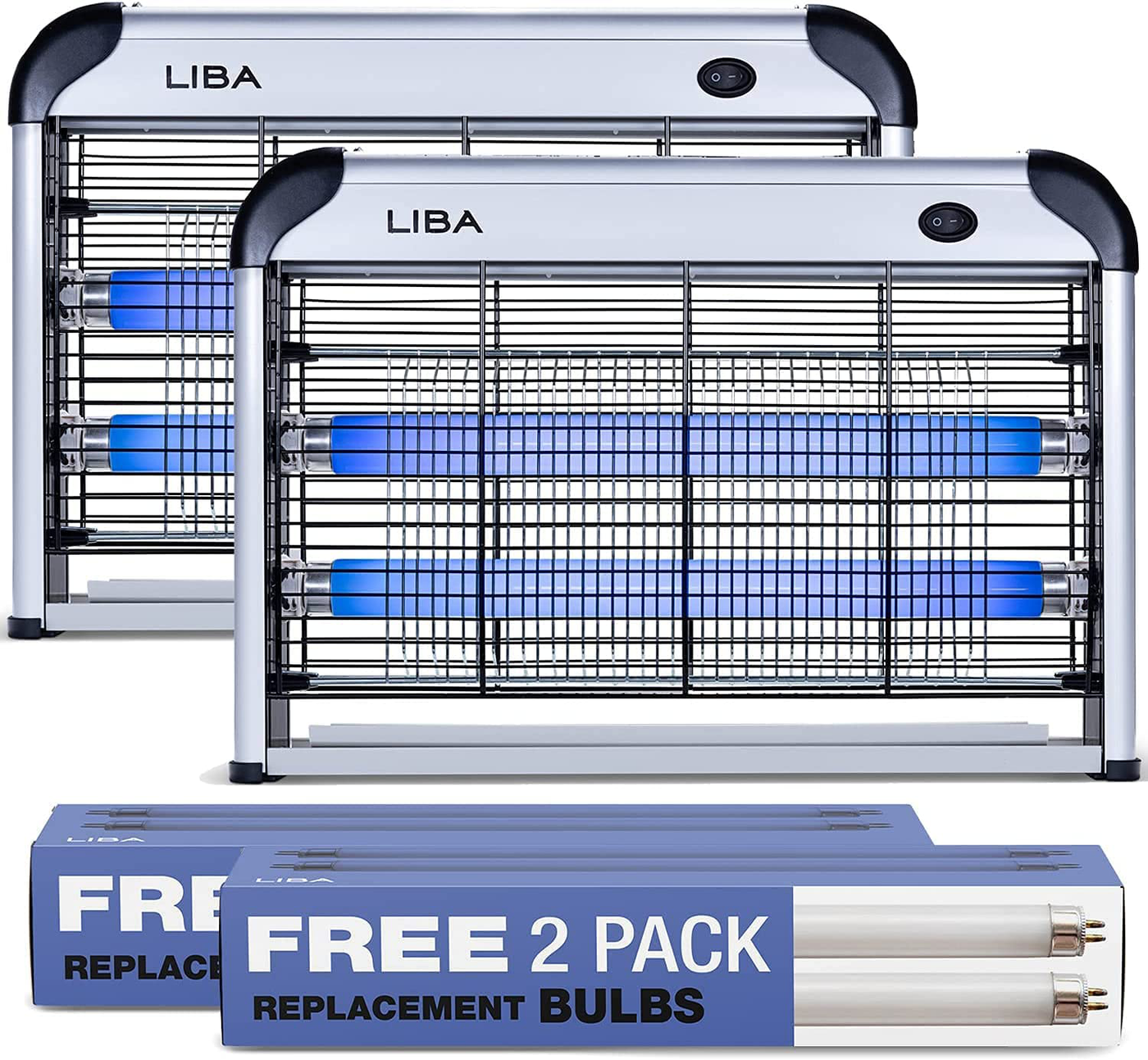 LiBa Zapper Electric Indoor Zapper Powerful 2800V Grid (2-Pack) - 4 Extra Replacement Bulbs