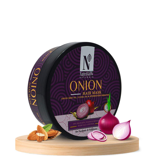 NUTRIGLOW NATURAL'S Onion Hair Mask With Jojoba Oil & Hydrolyzed Keratin For Dry & Damaged Hair, Deep Conditioning, Healthy Hydrated Hair, Reduce Hair Breakage | For Hair Growth (200 gm) 7.05 Ounce