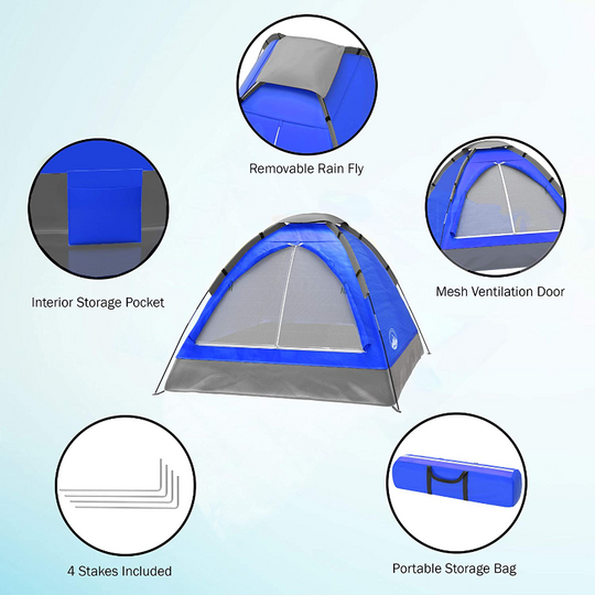 2 Person Lightweight Dome Tent With Rain Fly & Carrying Bag