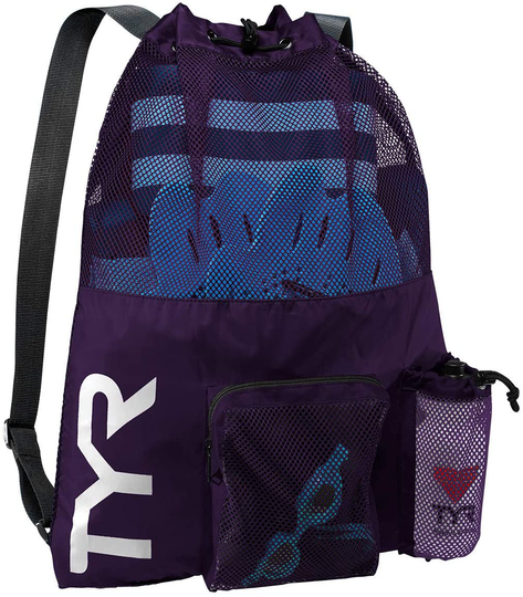 TYR Big Mesh Mummy Backpack for Wet Swimming, Gym, and Workout Gear