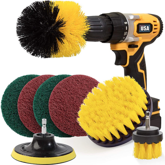 8 Piece Drill Brush And Scouring Pad Attachment Set
