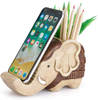 Pen Pencil Holder with Phone Stand, Coolbros Resin Shaped Pen Container Cell Phone Stand Carving Brush Scissor Holder Desk Organizer Decoration for Office Desk Home Decorative (Elephant)