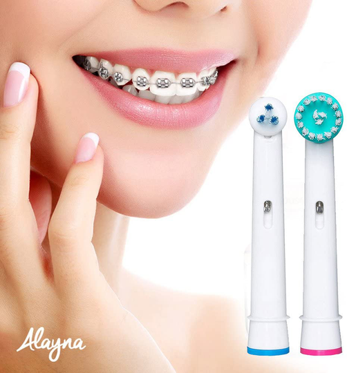 4 Pack Replacement Brush Heads for Oral B Braun Professional Ortho Brush Head & Power Tip Kit