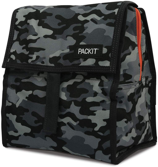 PackIt Freezable Lunch Bag with Zip Closure, Charcoal Camo