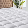 MATBEBY Bedding Quilted Fitted Twin Mattress Pad Cooling Breathable Fluffy Soft Mattress Pad Stretches up to 21 Inch Deep, Twin Size, White, Mattress Topper Mattress Protector