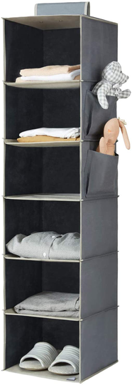 YOUDENOVA Hanging Closet Organizers and Storage, 6-Shelf Hanging Closet Shelves, Black