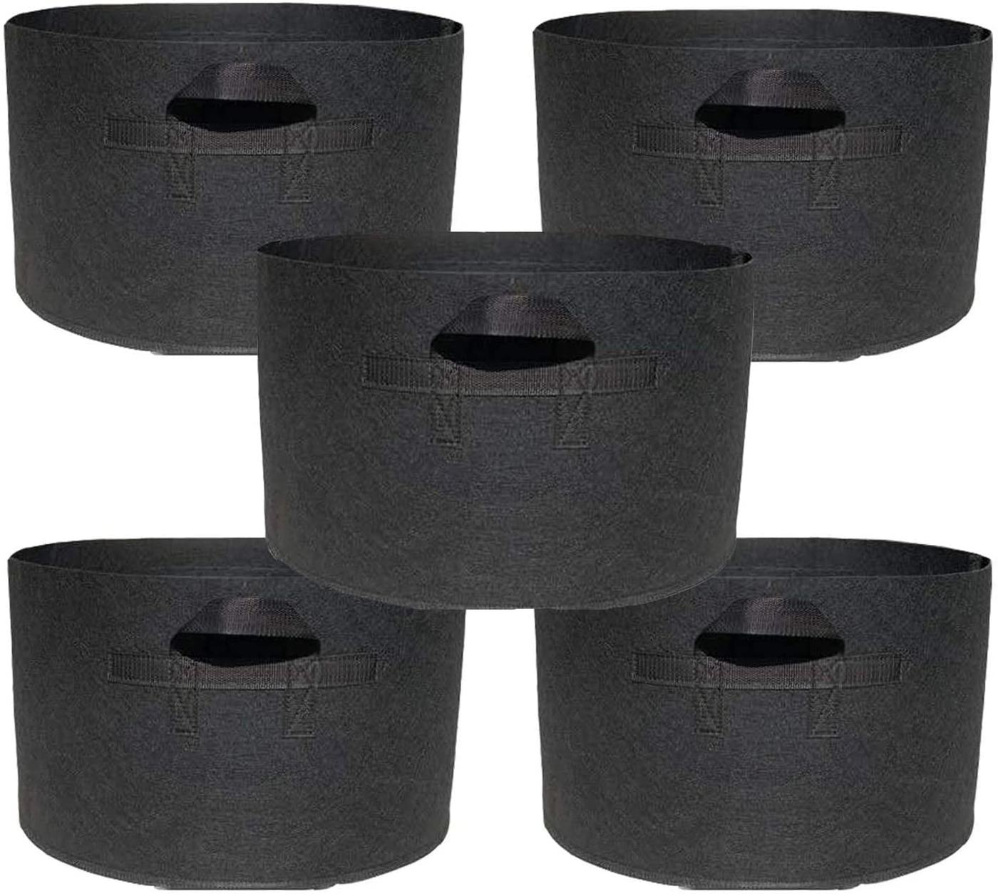 5 Pack Premium Grow Bags Heavy Duty Thickened Non-woven Plant Fabric Pots with Handles