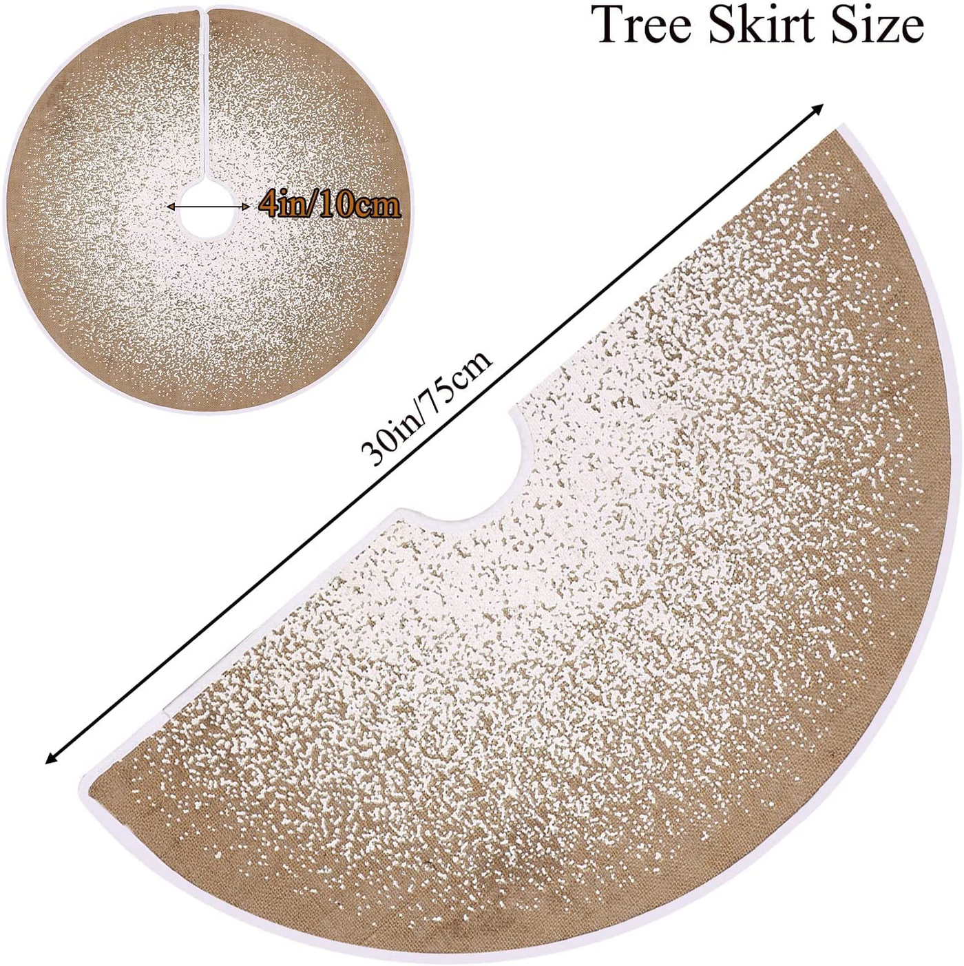30" or 48" Glitter Snowflake Burlap Christmas Tree Skirt