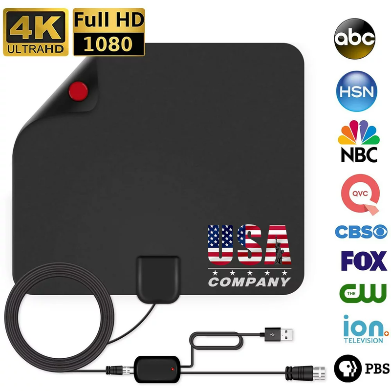 HDTV Antenna Support 4K 1080P Up to 330 Miles Range Digital Antenna with Amplifier Signal Booster