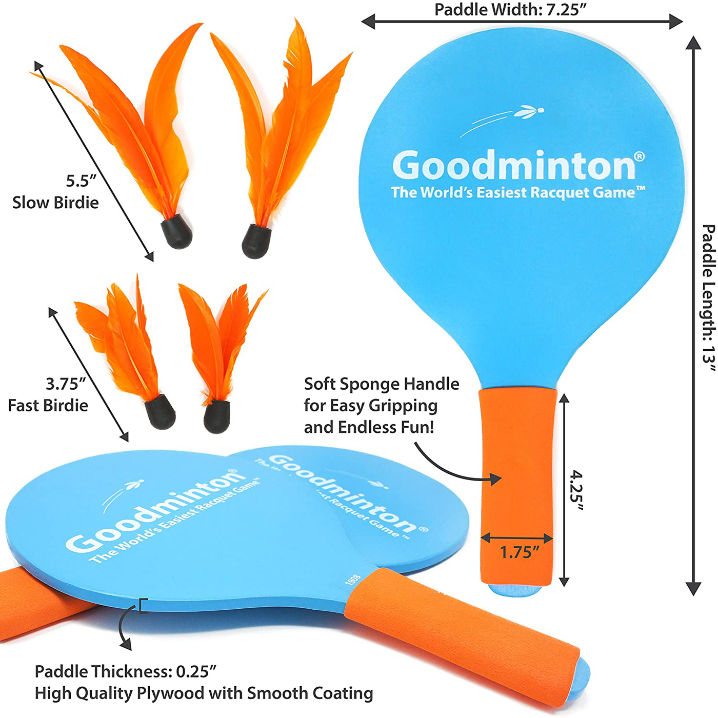 VIAHART Goodminton | The World's Easiest Racket Game | an Indoor Outdoor Year-Round Fun Racquet Game for Boys, Girls, and People of All Ages