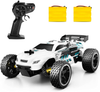 RC Racing Car, 2.4Ghz High Speed Remote Control Car, 1:18 2WD Toy Cars Buggy for Boys & Girls with Two Rechargeable Batteries for Car, Gift for Kids (White)