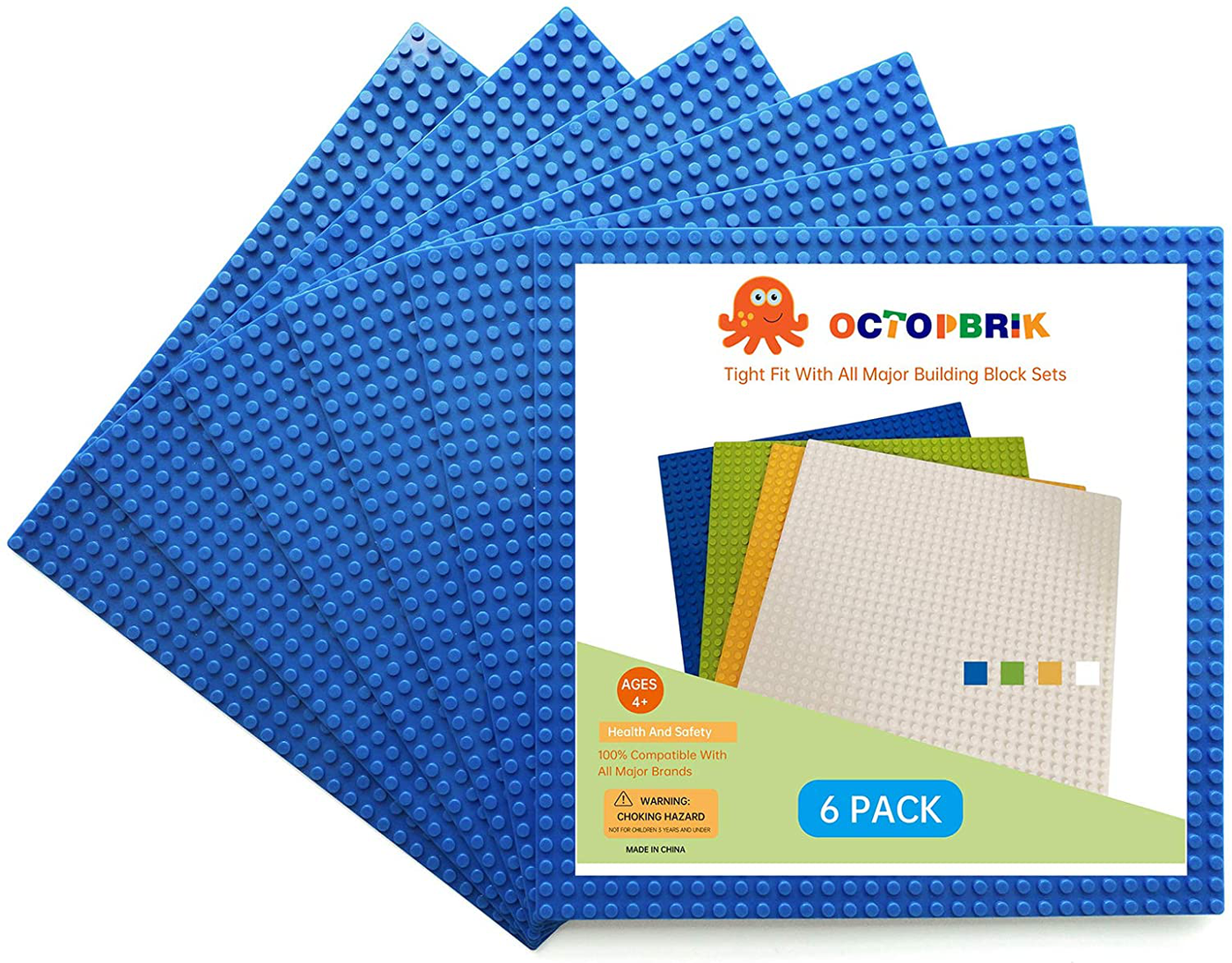 6PCS Classic Baseplates, 10x10 Inches Base Plates, Compatible with Major Brands