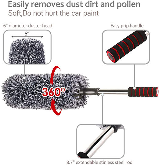 upra Ultimate Car Duster Kit,Best Microfiber Multipurpose Duster,Interior &Exterior Cleaning Tools,Dashboard Detailing Brush,Scratch Lint Free,Pollen Removing,extendable Handle,Tuck,SUV,RV,Set of 4