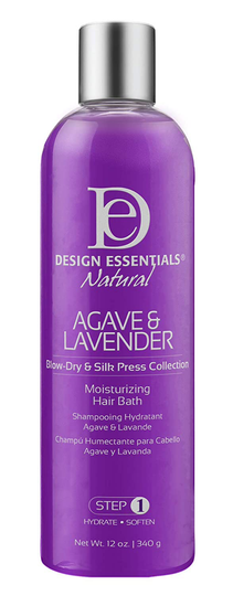 Design Essentials Agave & Lavender Moisturizing Hair Bath, Sulfate-Free Shampoo- Blow-Dry & Silk Press Collection - 12oz