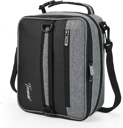 Expandable Insulated Lunch Bag, Leakproof Flat Lunch Cooler Tote with Shoulder Strap for Men and Women, Suitable for Work & Office by Tirrinia, Dark Grey