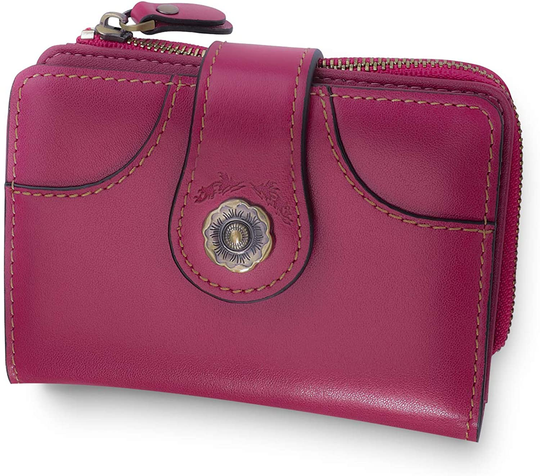 Women Premium Genuine Leather Wallet Credit Card Clutch Wallets,RFID Blocking Zipper Pocket Purse with ID Window