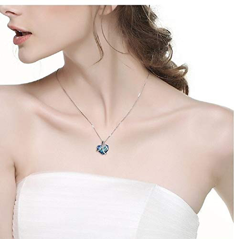 Women's Crystal Pendant Necklace Fashion Chain Necklace Jewelry Blue