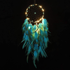 Dream Catcher, Native American HandmadeTassels Boho Feather Dream Catchers with LED Light, Dreamcathers Gift for Bedroom Home Hanging Decor (Blue)
