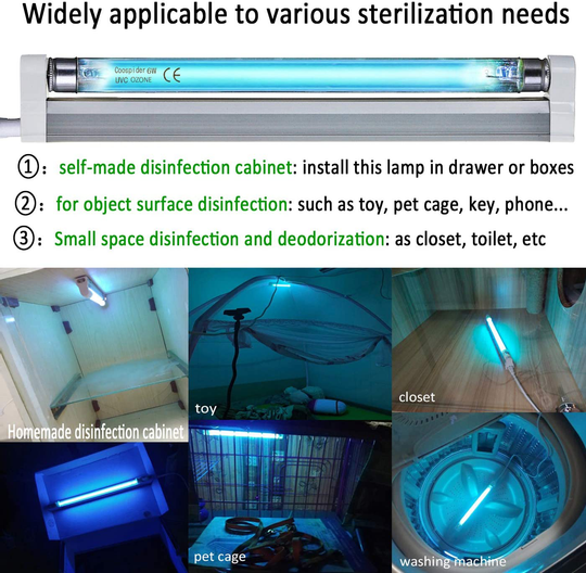 U/V/C Light Lamp 185nm with 253.7nm Bulb 5ft Cord and Plug 110V (6W Ozone Lamp)