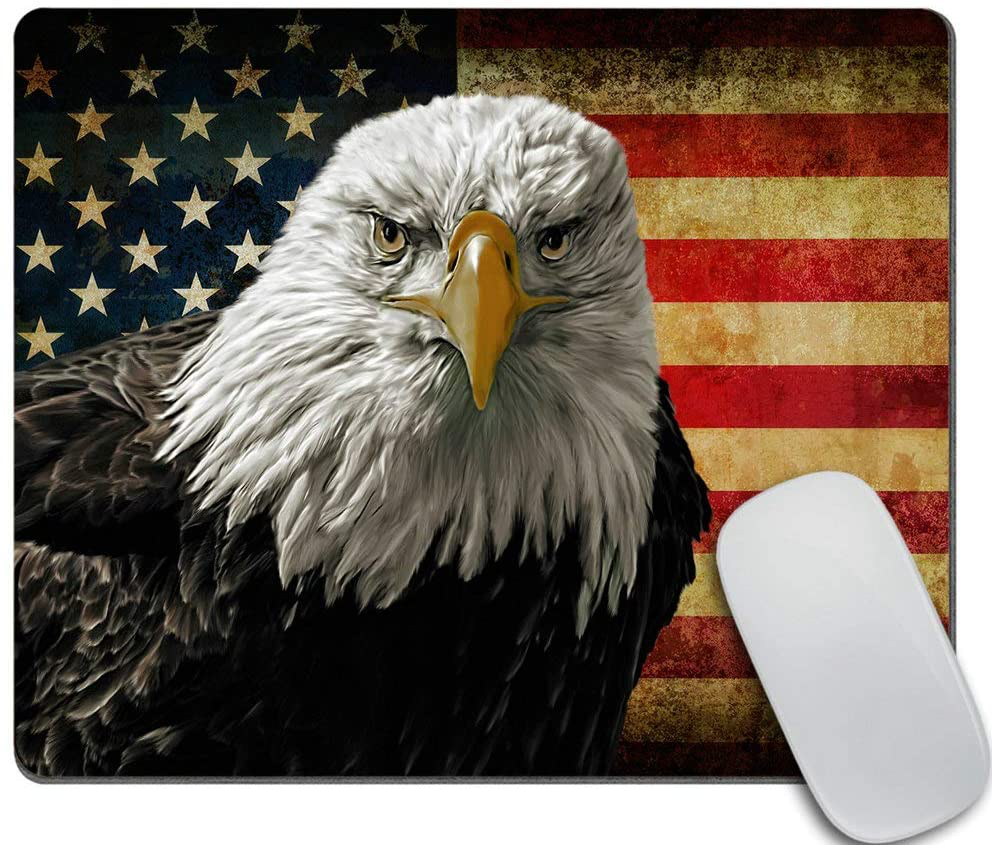 Amcove American USA Flag Waving in The Air Red Blue White Mousepad Non-Slip Rubber Gaming Mouse Pad Rectangle Mouse Pads for Computers Laptop Cat Desk Accessories