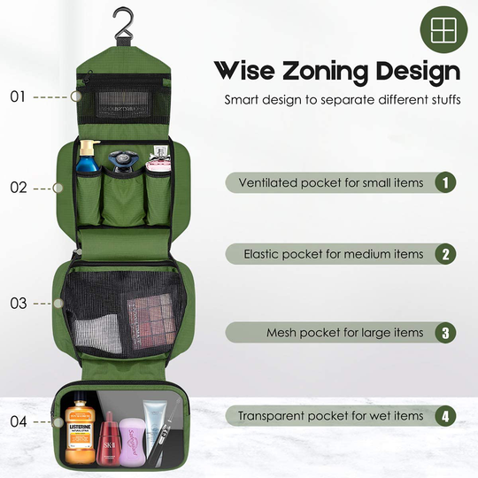 Dopobo Travelling Toiletry Bag Portable Hanging Water-Resistant Wash Bag for Travelling, Business Trip, Camping